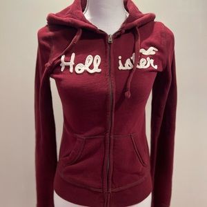 Small Hollister zip up hoodie, red
